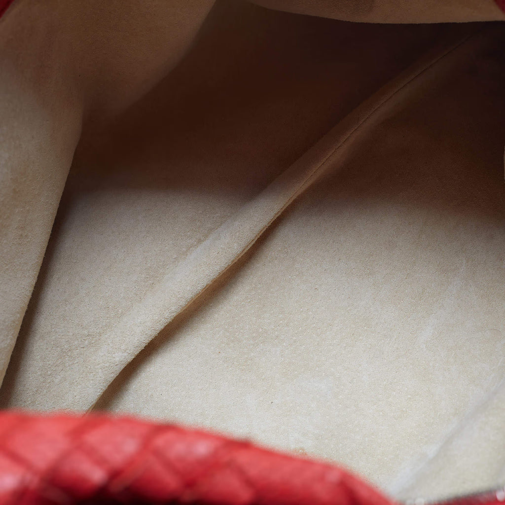 Bottega Veneta Veneta Ruffle Red Perforated Leather Hobo