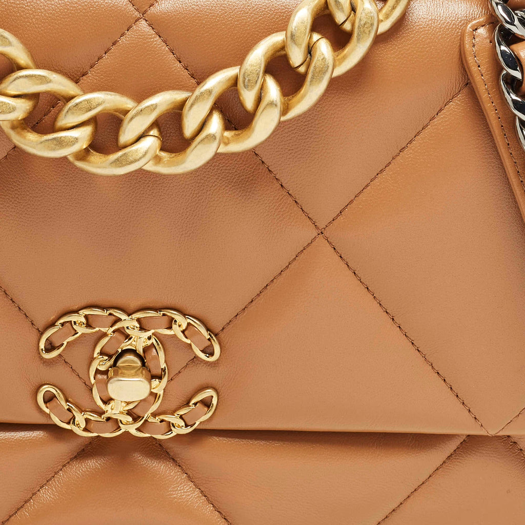 Chanel 19 Large Brown Quilted Leather Flap Bag