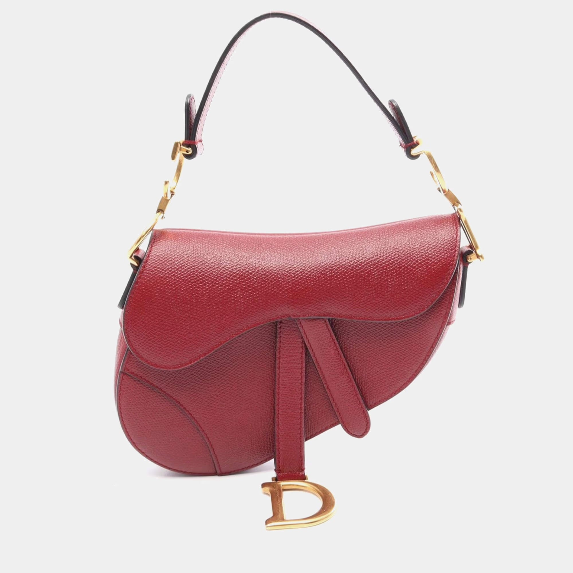Christian Dior Saddle Mini Bordeaux Grained Calfskin Shoulder Bag