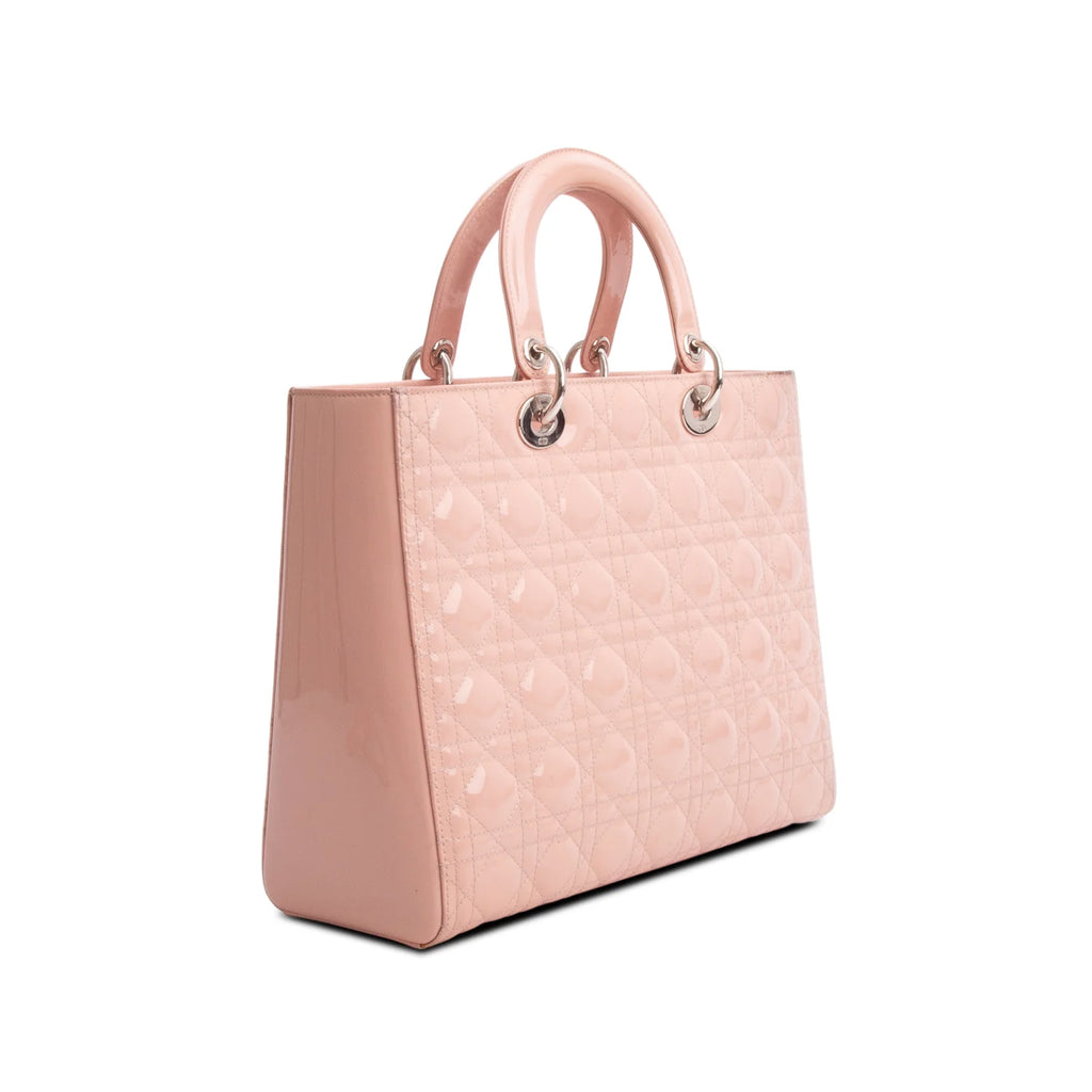 Dior Pink Cannage Patent Leather Large Lady Dior