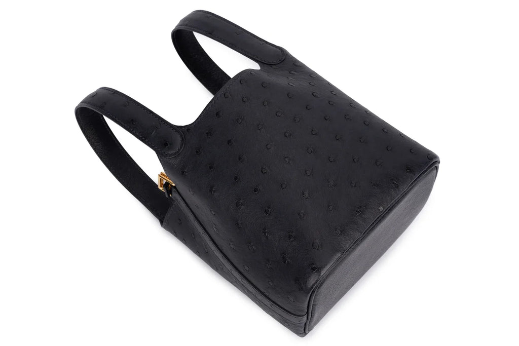 Hermès Micro Picotin Ostrich Caban PHW