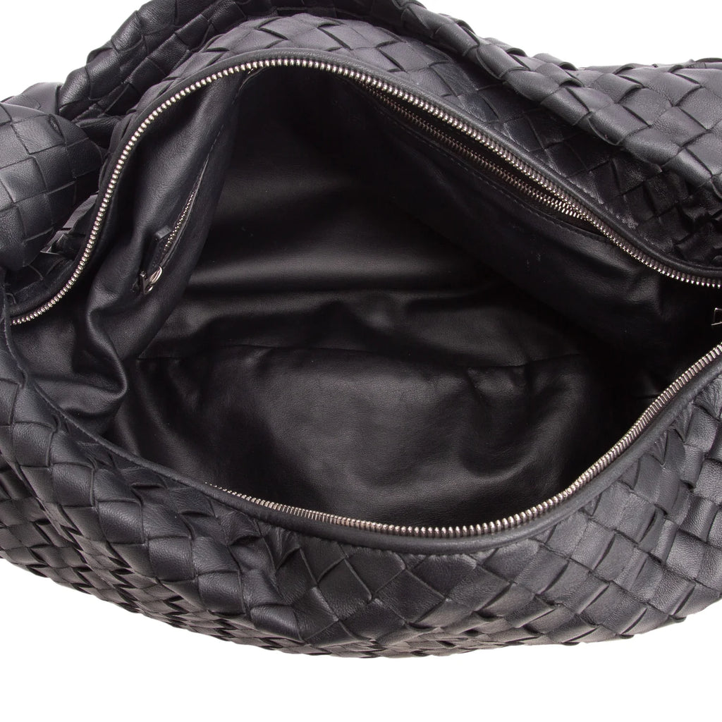 Bottega Veneta Black Intrecciato Leather Large Jodie Bag
