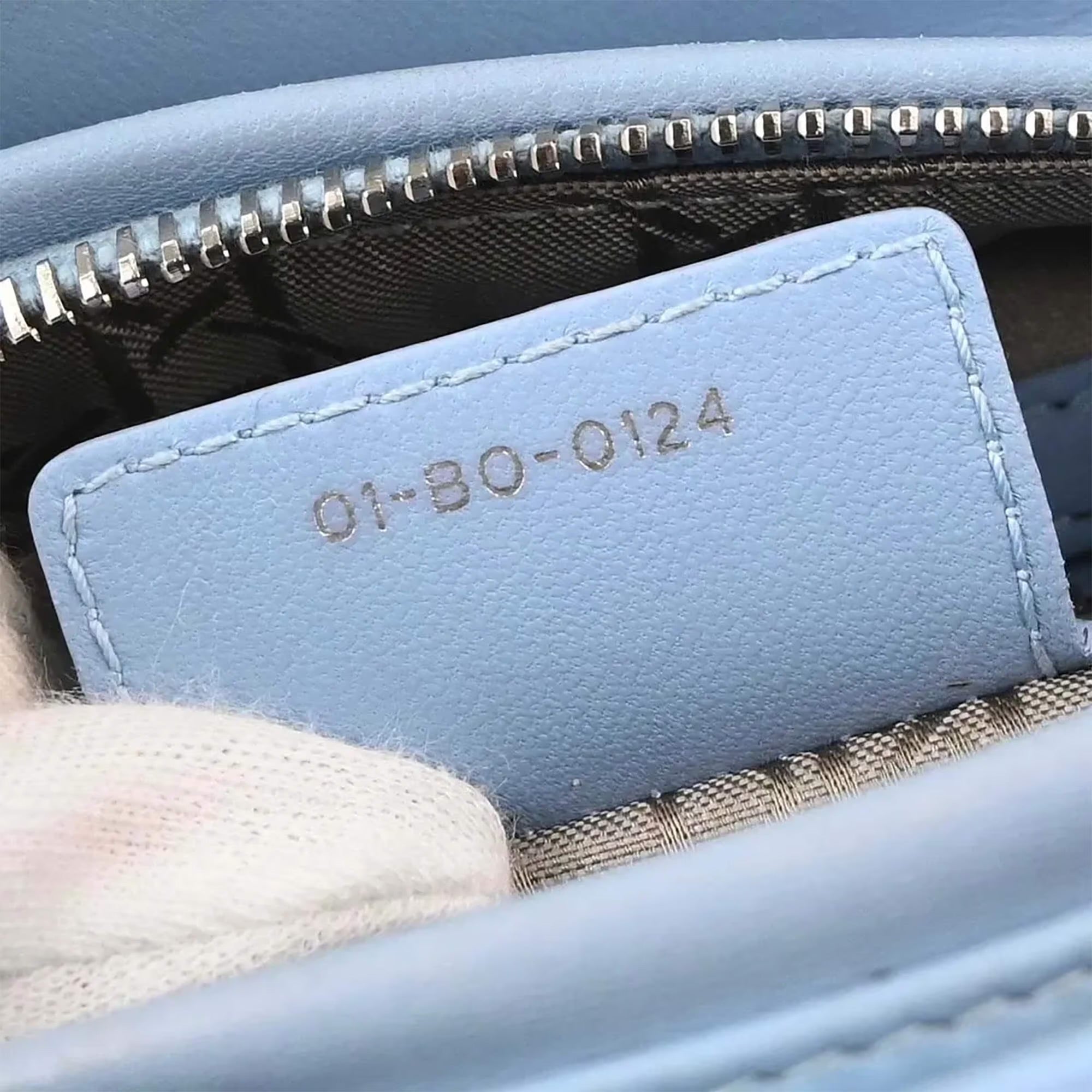 Christian Dior Lady Dior Medium Blue Lambskin Top Handle Bag