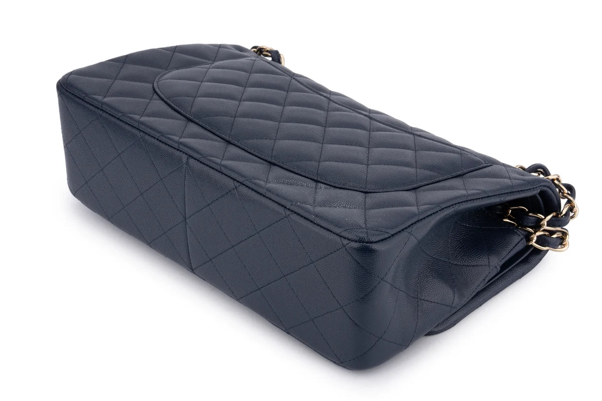 Chanel Jumbo Flap Bag Caviar Navy Blue GHW