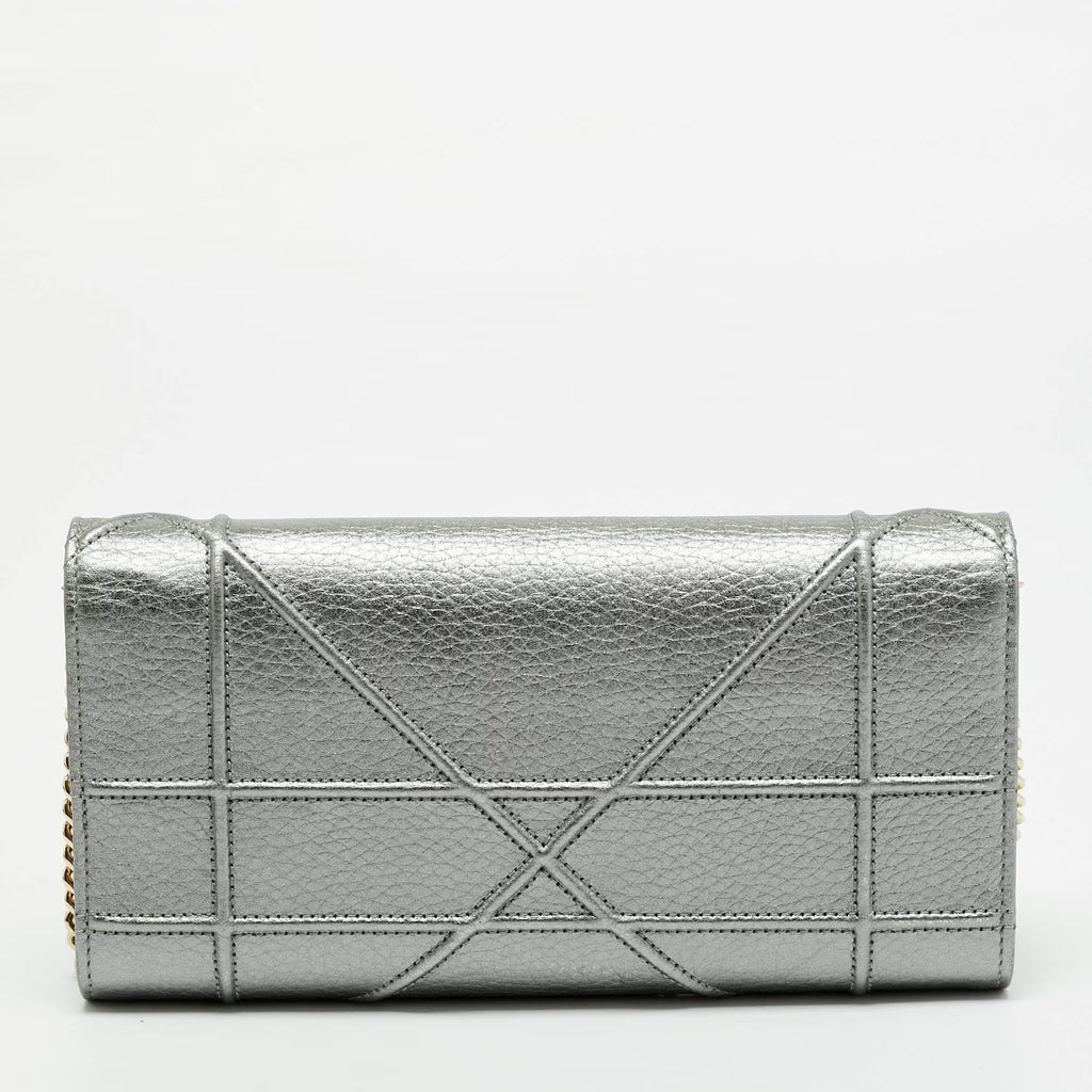 Dior Diorama Metallic Leather Wallet On Chain