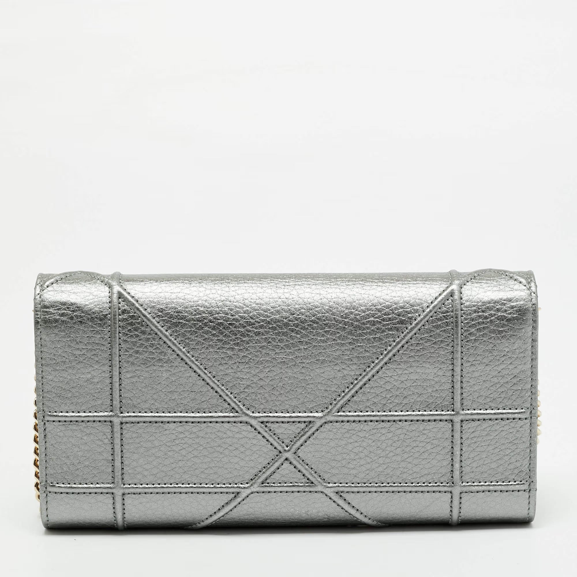 Dior Diorama Metallic Leather Wallet On Chain