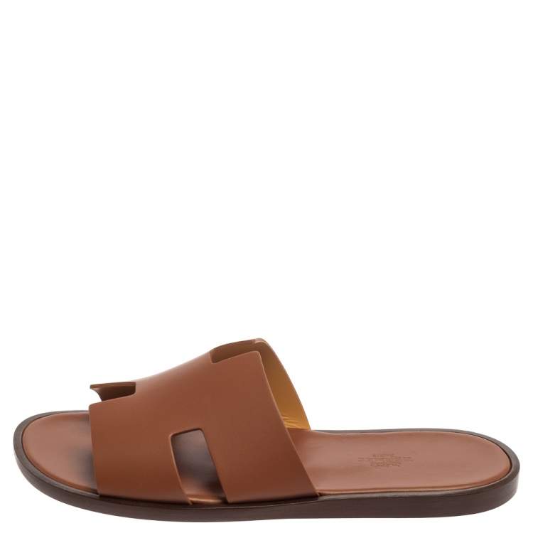 Hermes Brown Leather Izmir Sandals Size 41