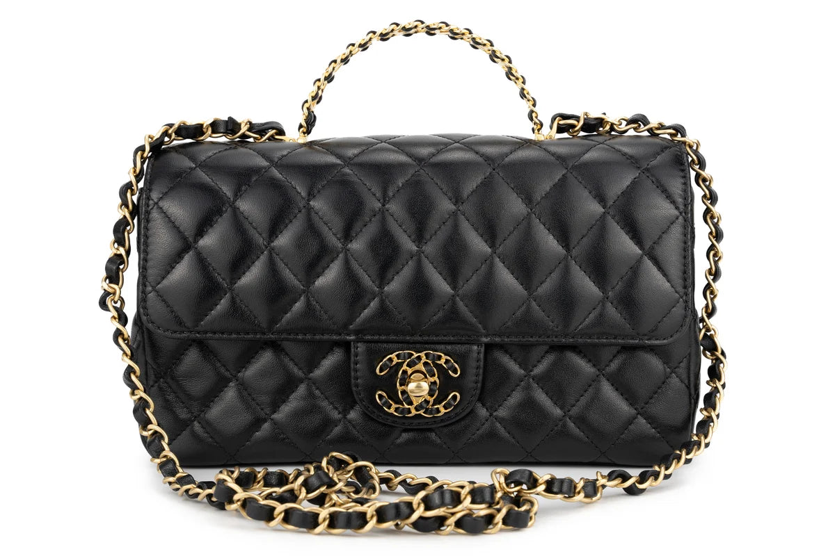 Chanel Flapbag With Handle Labmbskin Black GHW