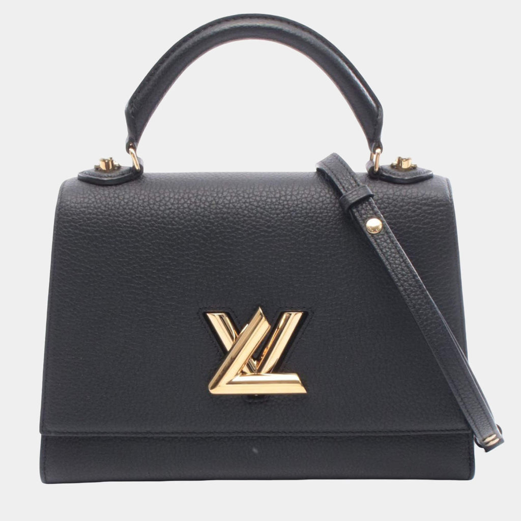 Louis Vuitton Twist One Handle MM Black Taurillon Leather Top Handle Bag