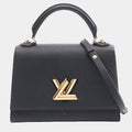 Louis Vuitton Twist One Handle MM Black Taurillon Leather Top Handle Bag