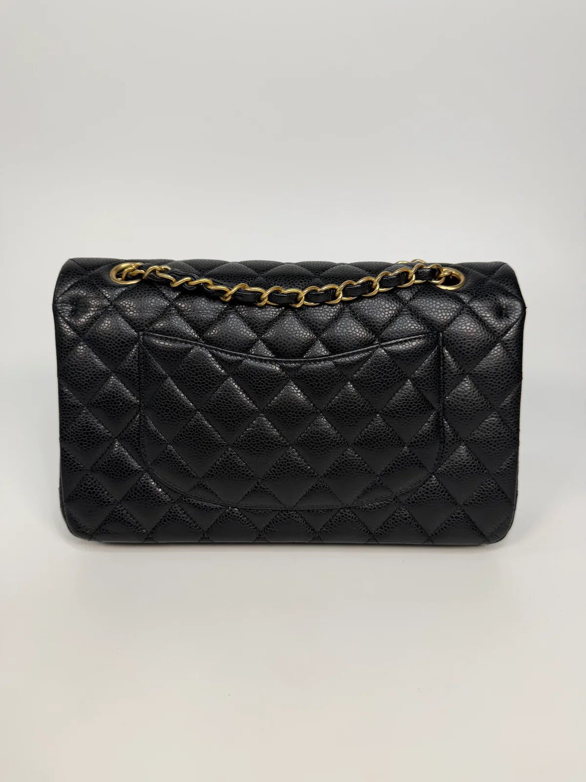 CHANEL MEDIUM CLASSIC DOUBLE FLAP BLACK CAVIAR LEATHER WITH GOLD HARDWARE