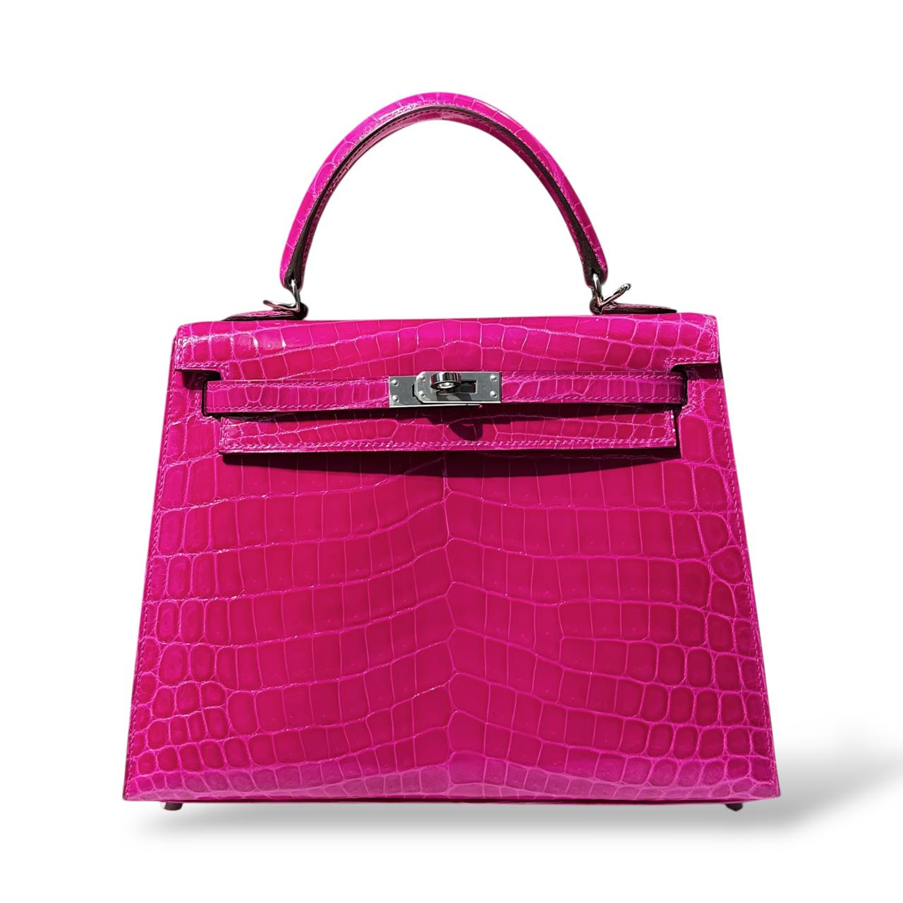 Hermes Kelly 25 Rose Scheherazade Crocodile Niloticus PHW