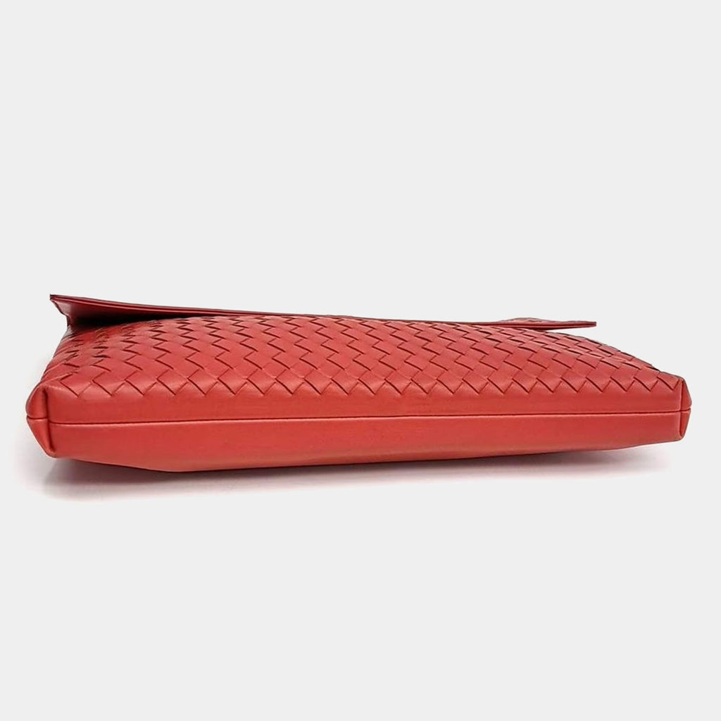 Bottega Veneta Red Leather Mesh Clutch