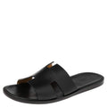 Hermes Black Leather Izmir Slide Sandal Size 39