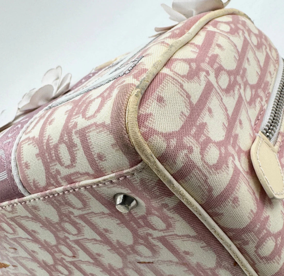 DIOR Pink Trotter Hand Mini Boston Bag Canvas Leather
