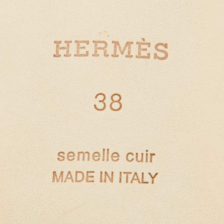 Hermes Green Leather Oran Flat Sandals Size 38