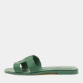 Hermes Green Leather Oran Flat Sandals Size 38
