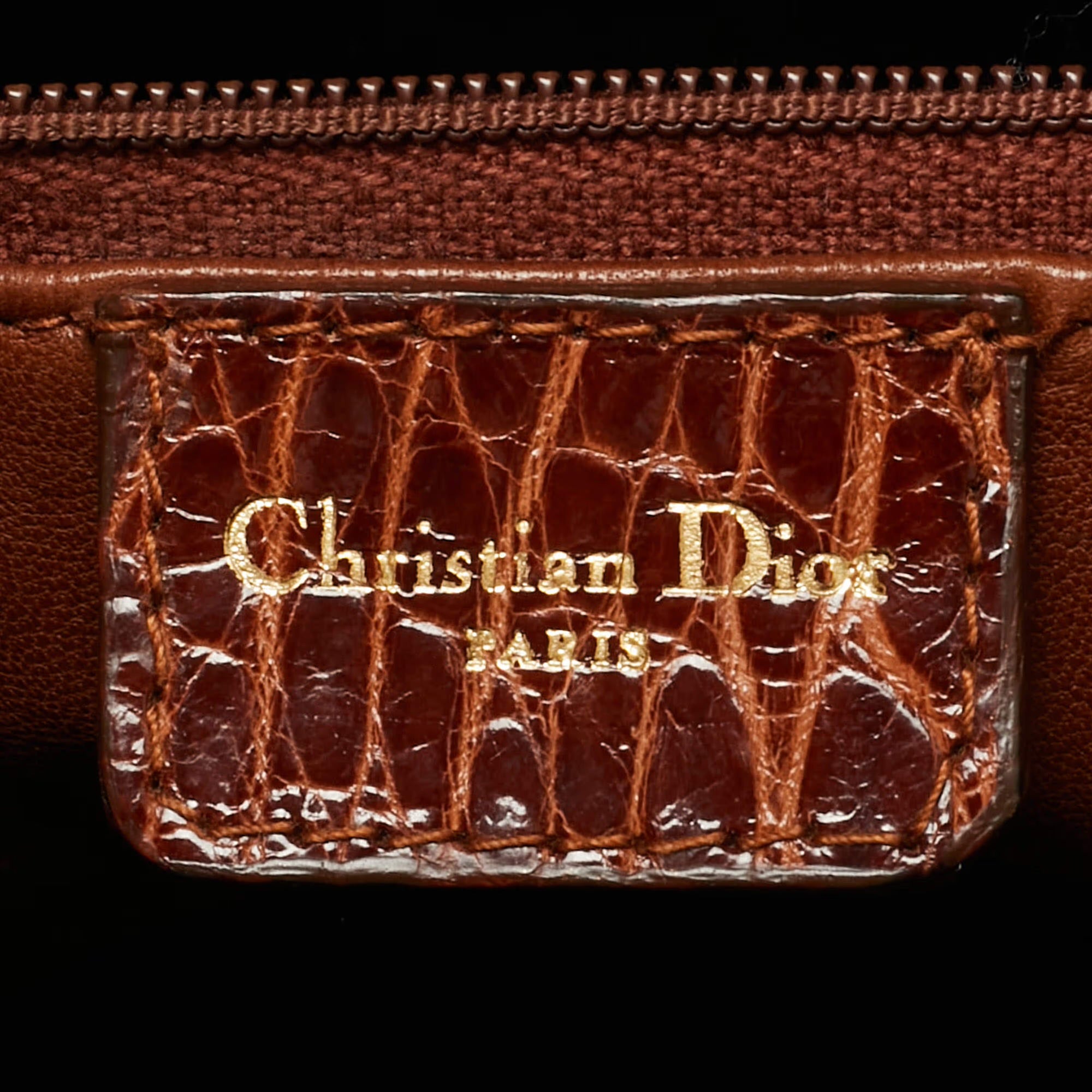 Dior Lady Dior Large Brown Crocodile Tote