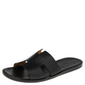 Hermes Black Leather Izmir Slide Sandal Size 46