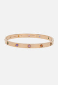 Cartier Love 18k Rose Gold Multi Gem Set Bangle Bracelet Size 19