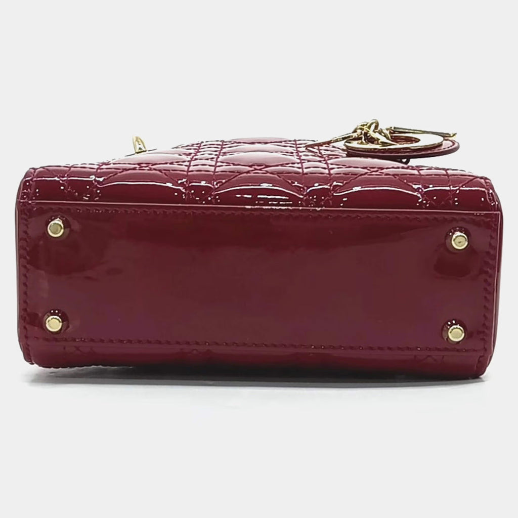 Christian Dior Burgundy Patent Leather Lady Mini Bag