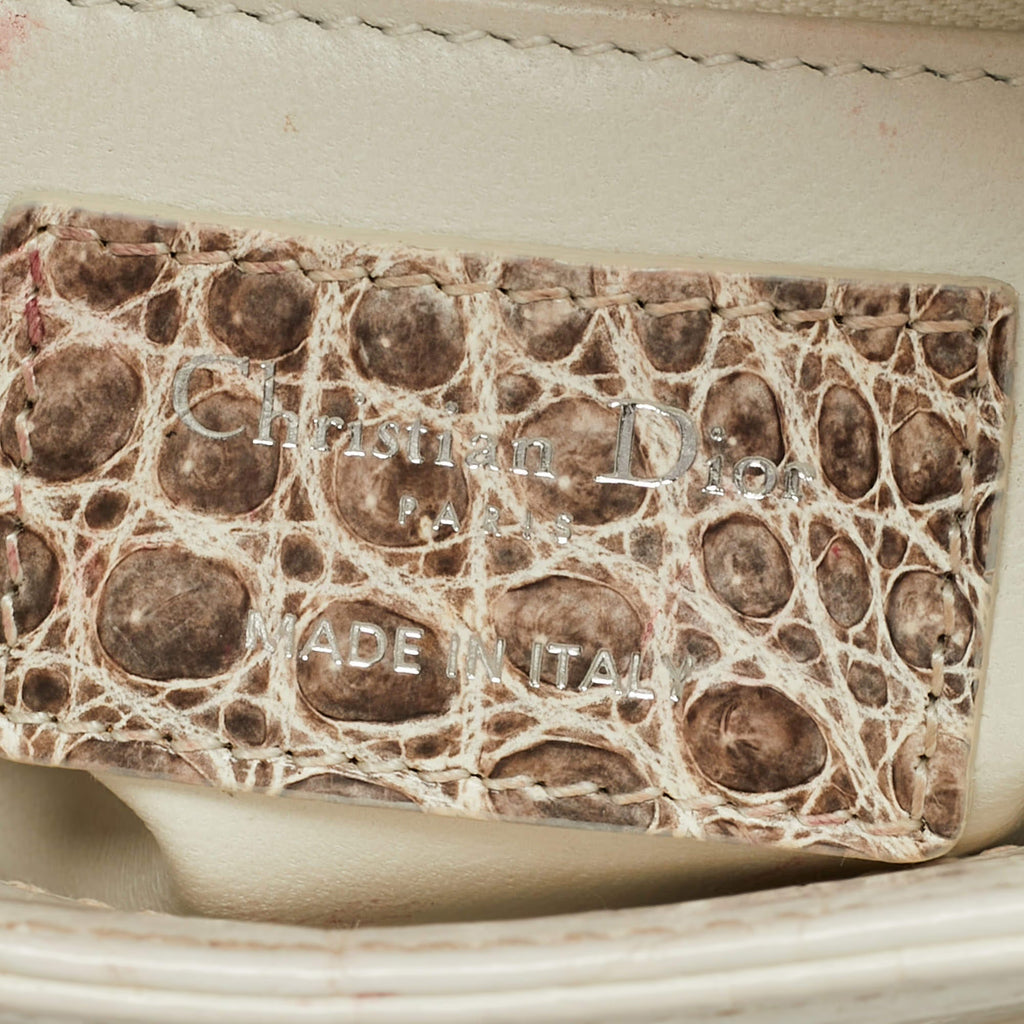 Dior Lady Dior Crystal Mini Off White Himalayan Crocodile Tote