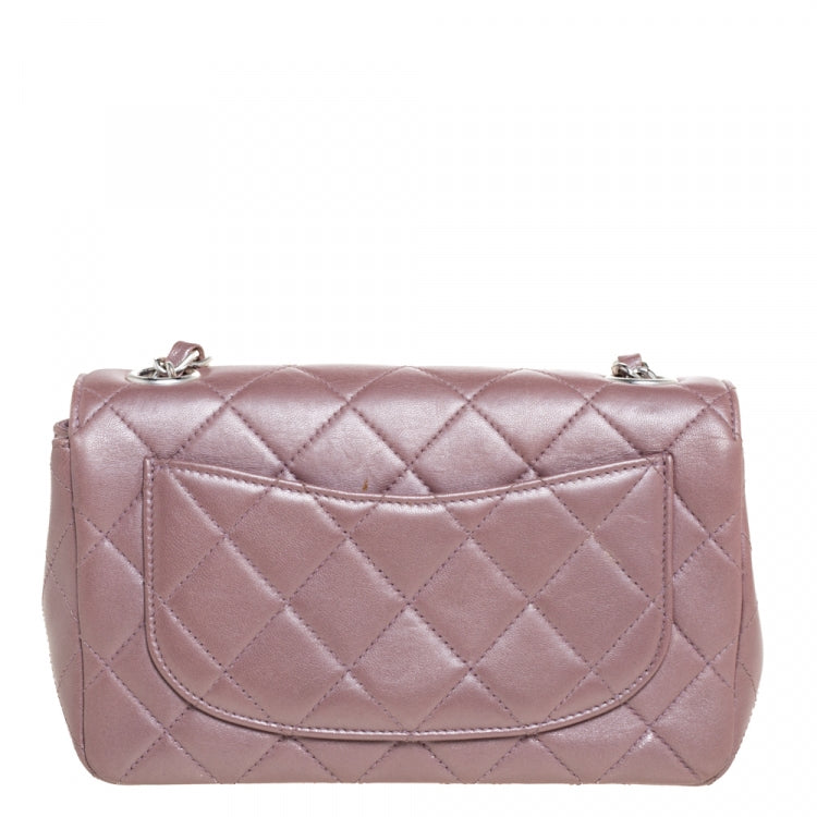 Chanel Metallic Pink Quilted Leather Extra Mini Classic Flap Bag