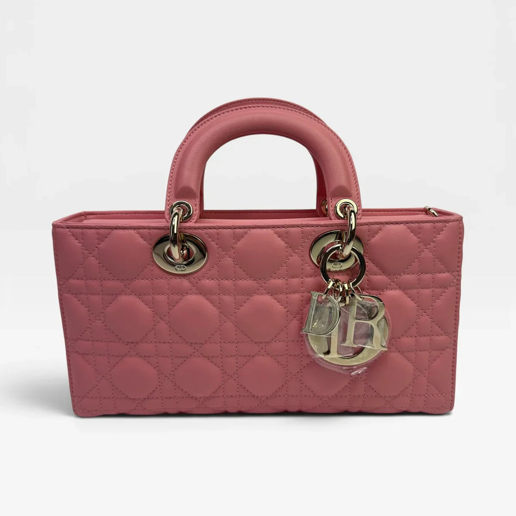 CHRISTIAN DIOR MEDIUM D-JOY IN PINK WITH PALE GOLD HARDWARE