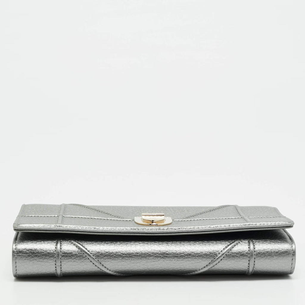 Dior Diorama Metallic Leather Wallet On Chain