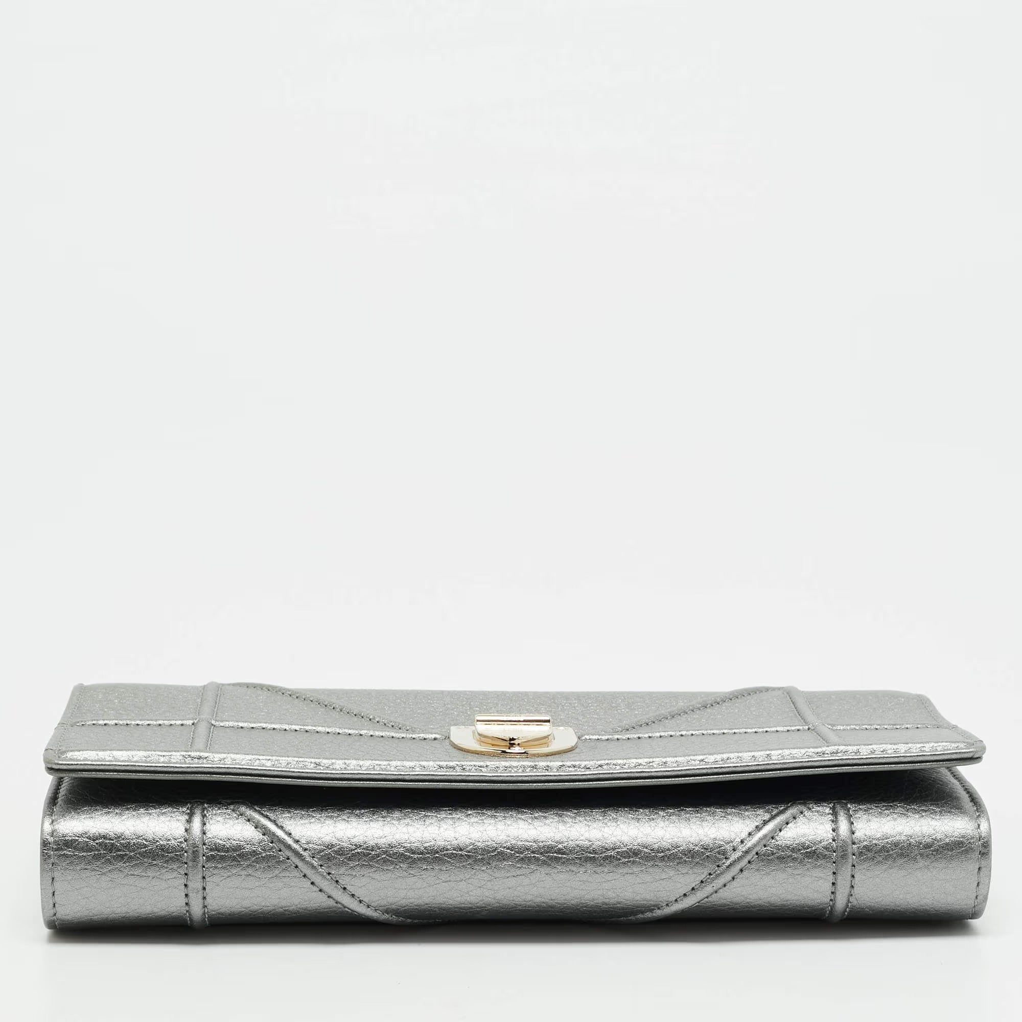 Dior Diorama Metallic Leather Wallet On Chain