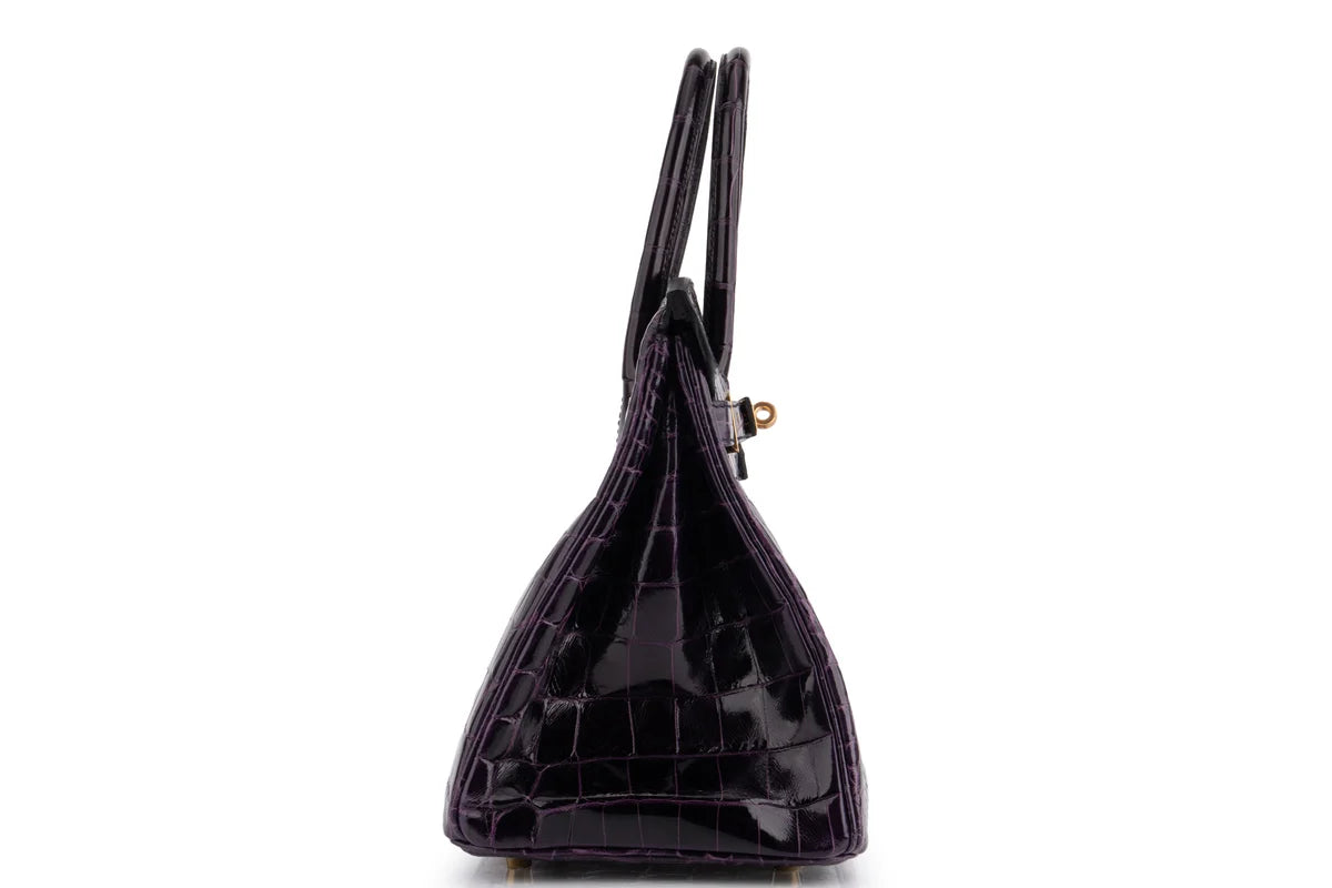 Hermès Birkin 30 Croc Niloticus Lisse Aubergine GHW
