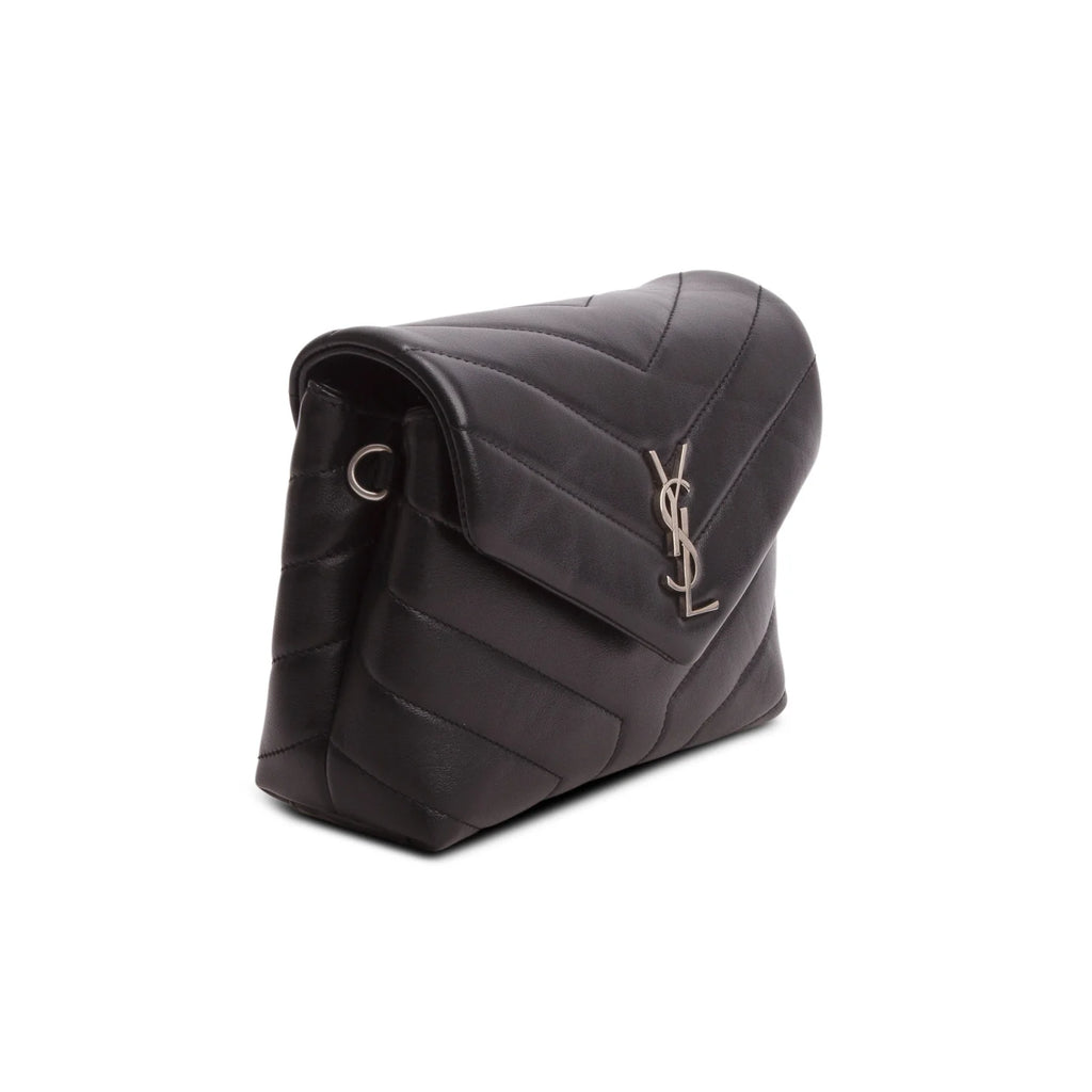 Saint Laurent Black Calfskin Y Quilted Monogram Toy Loulou Crossbody Bag