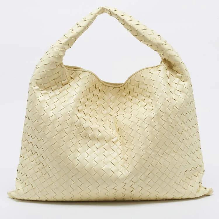 Bottega Veneta Hop Large Yellow Intrecciato Leather Shoulder Bag