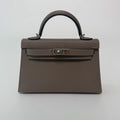 HERMÉS MINI KELLY GRIS ASPHALT IN EPSOM LEATHER WITH PHW