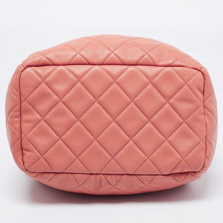 Chanel Pink Quilted Leather Drawstring Bucket Bag
