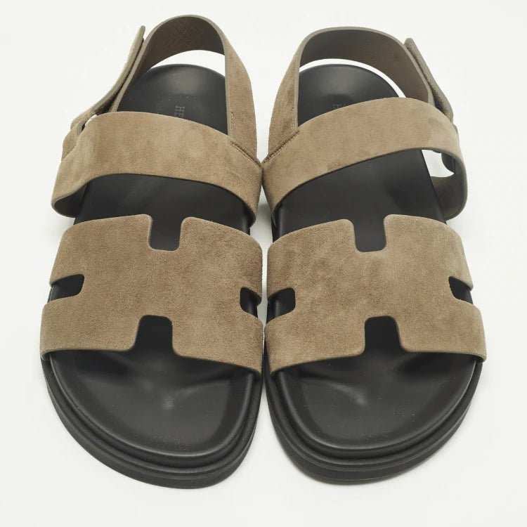 Hermes Genius Size 43 Brown Suede Flat Sandals