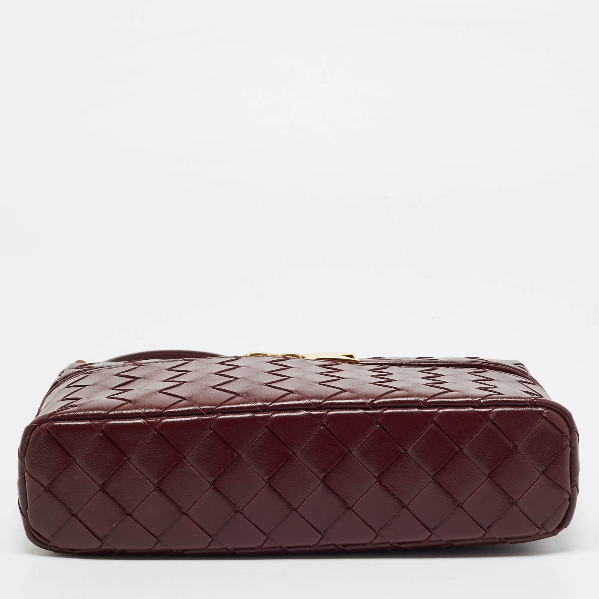 Bottega Veneta Bang Bang Dark Red Intrecciato Leather Vanity Case
