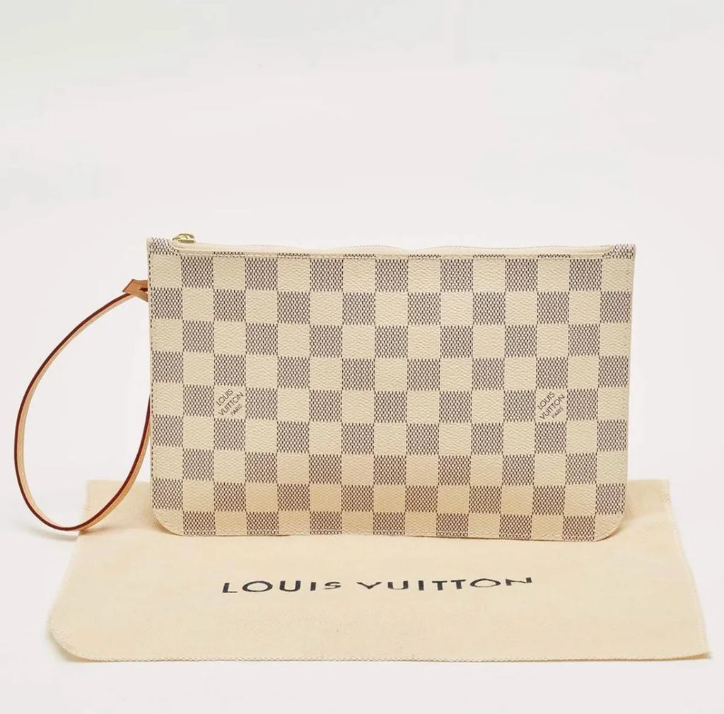 Louis Vuitton Neverfull White Coated Canvas Wristlet