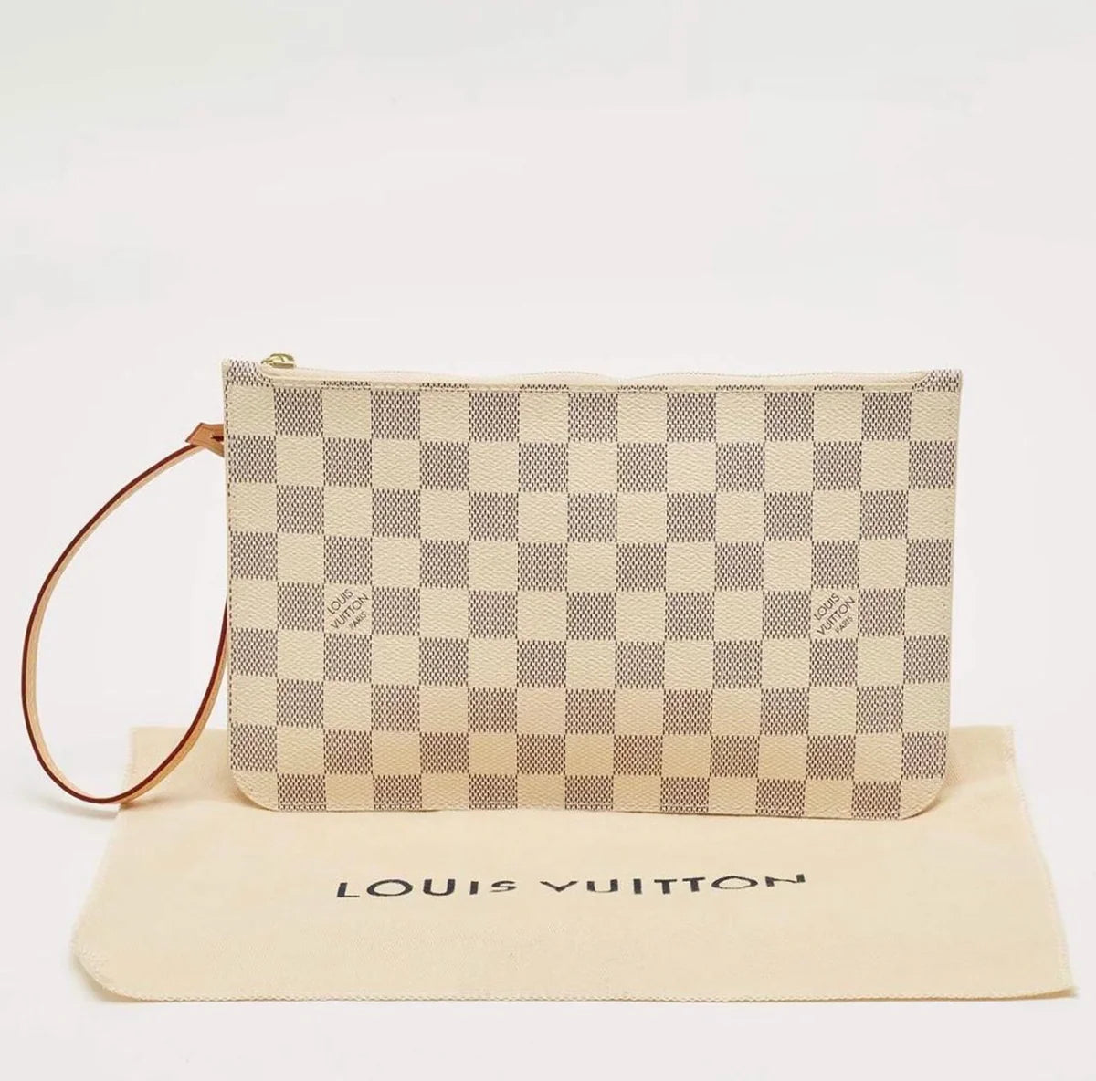 Louis Vuitton Neverfull White Coated Canvas Wristlet