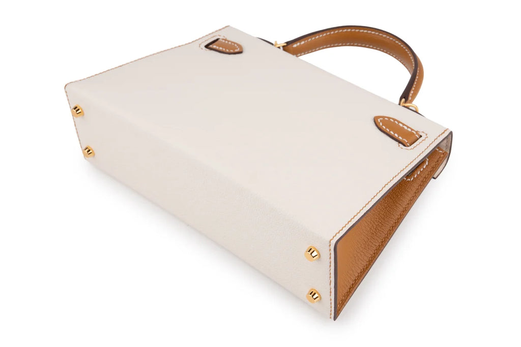 Hermès Mini Kelly Chevre Nata/Sesame GHW