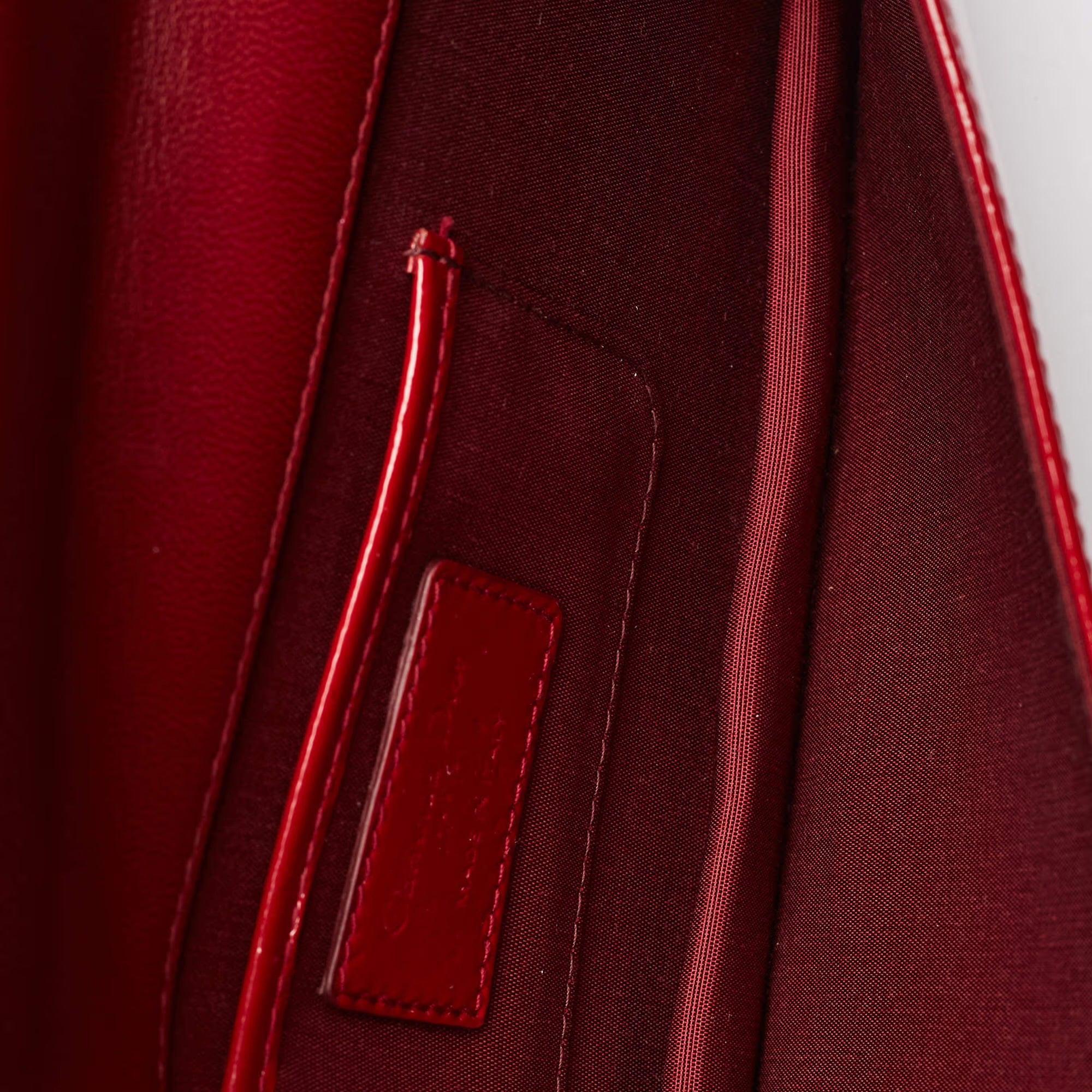 Dior Lady Dior Red Cannage Patent Leather Chain Clutch
