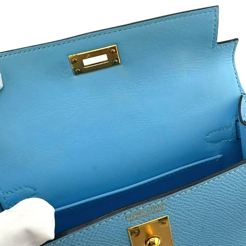 Hermes Mini Kelly Bleu Celeste Epsom PHW