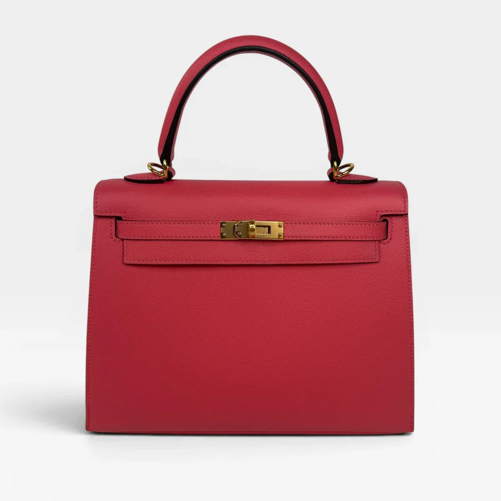 HERMÈS KELLY 25 IN ROSE AZALEA EPSOM LEATHER WITH GOLD HARDWARE
