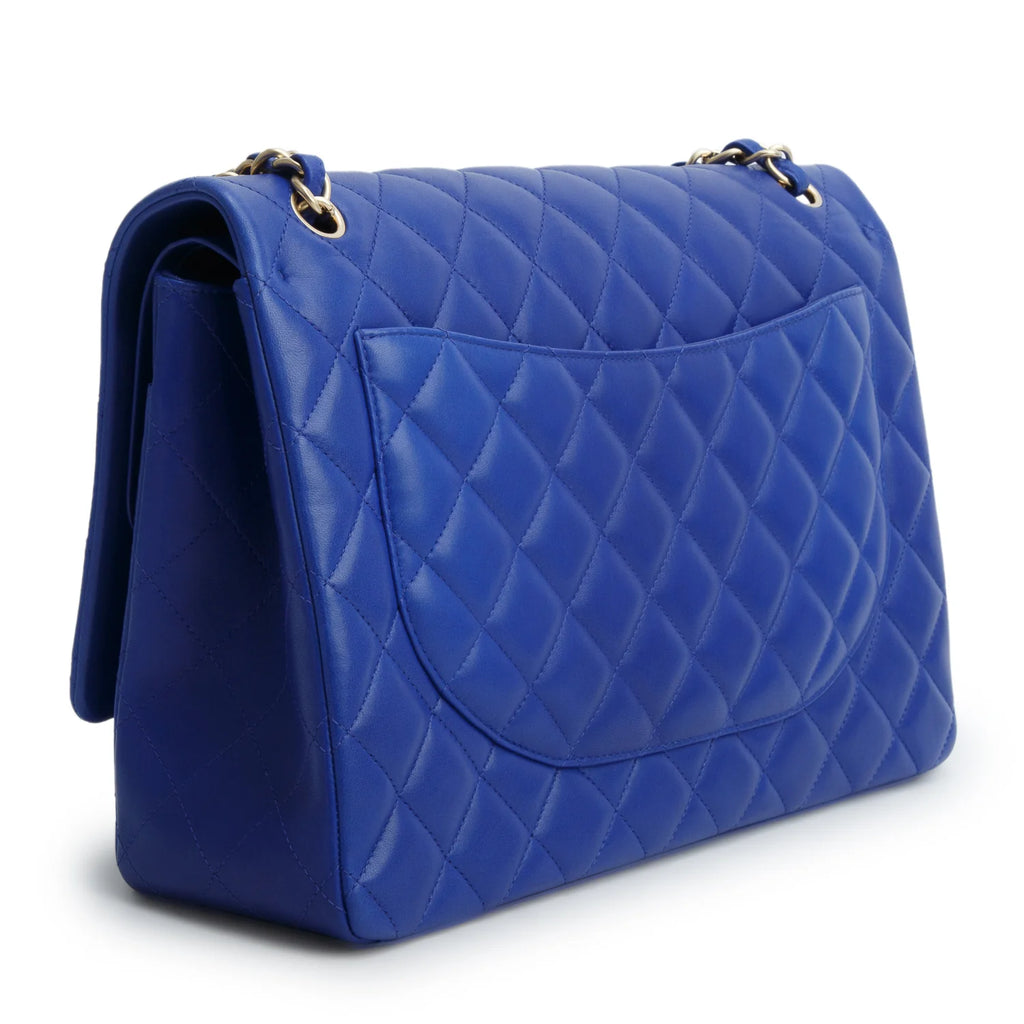Chanel Blue Quilted Lambskin Leather Classic Maxi Double Flap Bag