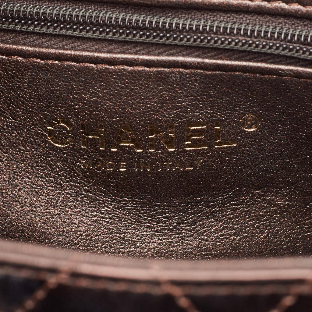 Chanel Kelly Nano Metallic Brown Quilted Leather Shoulder Bag