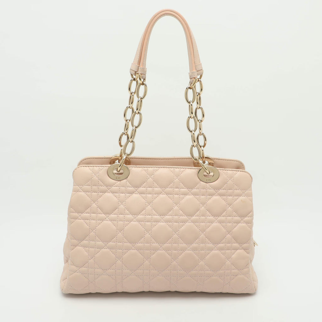 Dior Soft Beige Cannage Quilted Leather Tote