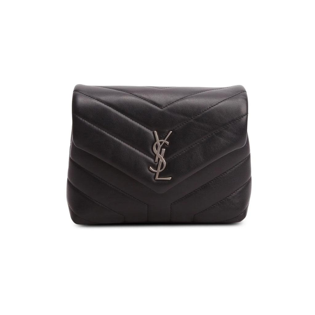 Saint Laurent Black Calfskin Y Quilted Monogram Toy Loulou Crossbody Bag