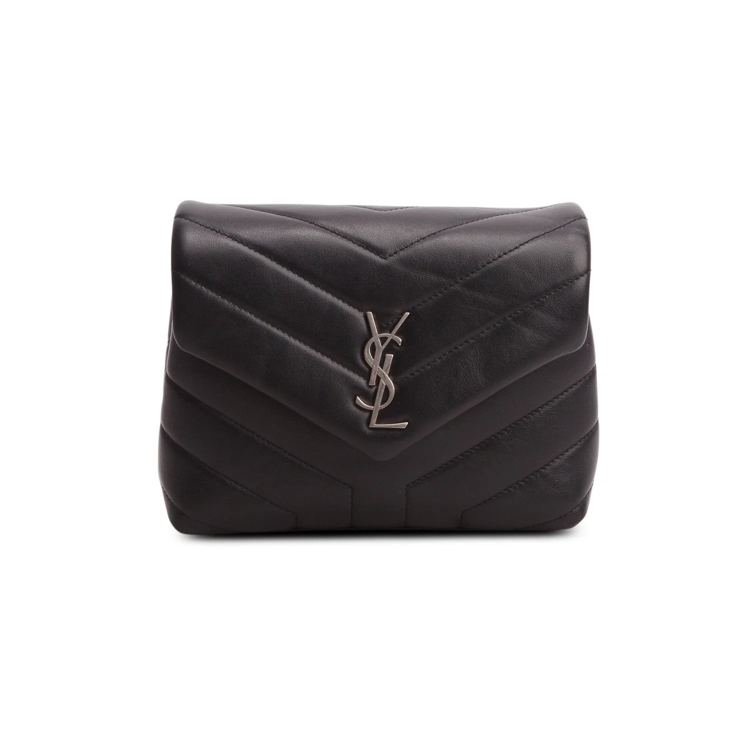 Saint Laurent Black Calfskin Y Quilted Monogram Toy Loulou Crossbody Bag