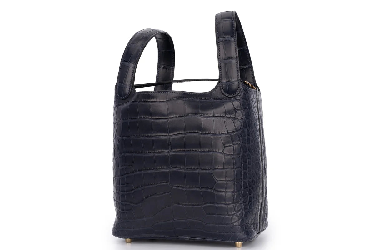 Hermès Picotin 18 Exotic Alligator Mississippiensis Bleu Indigo GHW