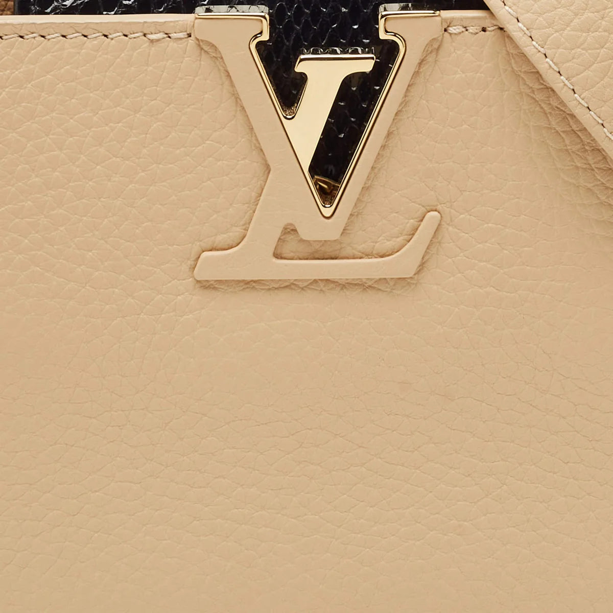 Louis Vuitton Capucines Mini Beige/Black Leather and Python Top Handle Bag